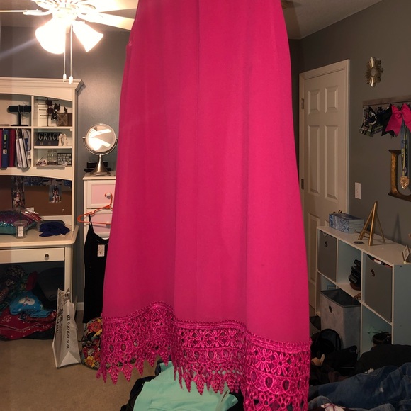 Burgundy/Red Dress with Lace Details on bottom - Picture 2 of 3